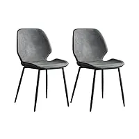 cuntohhh (2 pièces) chaise de salle à manger, chaise à dossier en dentelle avec coussin en cuir, chaise de bureau en fer forgé noir, hauteur d'assise 43 cm, chaise de chambre d'hôtel (couleur : f)