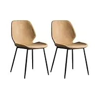 cuntohhh (2 pièces) chaise de salle à manger, chaise à dossier en dentelle avec coussin en cuir, chaise de bureau en fer forgé noir, hauteur d'assise 43 cm, chaise de chambre d'hôtel (couleur : d)