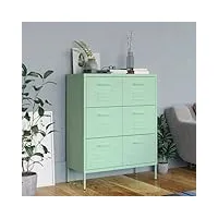 techpo furniture home tools armoire à tiroirs en acier menthe 80 x 35 x 101,5 cm