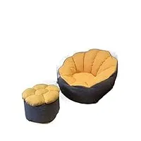 sswerweq poufs adultes lazy sofa one seat bean bag with stool bedroom chaise lounge chair balcony couch with stool for living room (color : yellow)