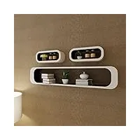 aezrrty meubles-3 étagères murales flottantes en mdf blanc-noir, cubes de rangement pour livres/dvd