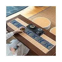 hkarcrsx store chemin de table classique en bambou brodé, tapis de table à thé à isolation thermique de style japonais, sets de table imperméables for table à manger, faciles à nettoyer