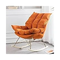 bleslin fauteuil à bascule moderne en bois, fauteuil inclinable pour meubles de salon, coussin doux, mouvement de bascule fluide, facile à assembler, base en bois dur massif
