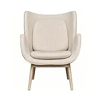fcynnv fauteuil, chaise longue capitonnée avec cadre en bois d'hévéa, canapé simple en tissu technique, chaise longue moderne pour salon, chambre à coucher, bureau (couleur : blanc)