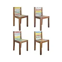 csderty furniture home tools lot de 4 chaises de salle à manger en bois recyclé massif