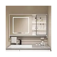 armoire à miroir de salle de bain moderne, armoire à pharmacie lumineuse 3 couleurs avec miroir, grand miroir d'armoire de rangement mural de salle de bain anti-buée, miroir de courtoisie led intellig