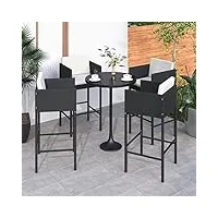 tidyard tabourets de bar lot de 4 avec coussins noir résine tressée chaises de bar tabouret haute, chaise haut pour cuisine salon salle à manger café