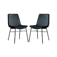 guyifuny chaise de salle à manger 2 pièces, chaise nordique rembourrée en pu pour hôtel/restaurant, chaise d'appoint de loisirs, cadre en fer noir, chaise de bureau pour salon, salle à manger
