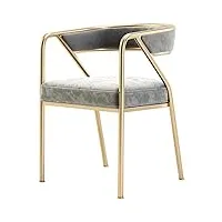 guyifuny chaise de salle à manger élégante et confortable avec accoudoirs, cadre en fer doré, chaise de canapé pour la maison, chaise de réception de bureau ergonomique et confortable premium