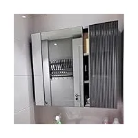armoire à pharmacie de salle de bain à led avec miroir de maquillage, antibuée, armoire de salle de bain murale en aluminium 60/75/85 cm avec miroir de toilette éclairé et étagères ouvertes (couleur :