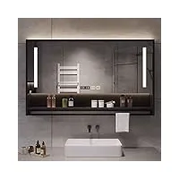 temkin armoire à pharmacie intelligente, armoire murale de salle de bains, blanc froid, verre trempé, anti-buée, décoration murale