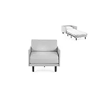likoolis fauteuil lit français 1 place roller 80 medium accoudoirs amovibles : coloris - cuir-artificiel/gris clair - combi - pierre