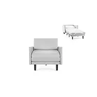likoolis fauteuil lit français 1 place roller 70 large accoudoirs amovibles : coloris - cuir-artificiel/gris clair - combi - pierre