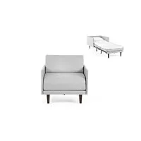likoolis fauteuil lit français 1 place pacha 70 medium accoudoirs amovibles : coloris - cuir-artificiel/gris clair - combi - pierre