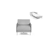 likoolis fauteuil lit français 1 place boss 70 medium accoudoirs amovibles : coloris - cuir-artificiel/gris clair - combi - pierre
