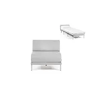 likoolis fauteuil lit français 1 place boss 70 small sans accoudoirs : coloris - cuir-artificiel/gris clair - combi - pierre