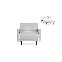 likoolis fauteuil lit français 1 place pacha 70 large accoudoirs amovibles : coloris - cuir-artificiel/gris clair - combi - pierre