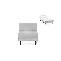likoolis fauteuil lit français 1 place roller 80 small sans accoudoirs : coloris - cuir-artificiel/gris clair - combi - pierre
