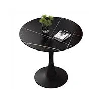 kuviez table de bistrot 4 places ronde contemporaine dessus en dalle de roche et base en métal tulipe cuisine salon table de salle À manger(size:80cm)