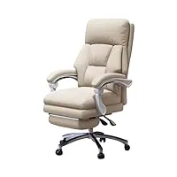 fauteuil de bureau chaise de bureau du confort rembourrée en latex, fauteuil de direction pivotante ergonomique, chaise de ordinateur inclinable 90°-160°, charge portante 120kg/264lbs (color : off-wh