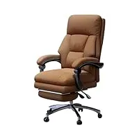 fauteuil de bureau chaise de bureau du confort rembourrée en latex, fauteuil de direction pivotante ergonomique, chaise de ordinateur inclinable 90°-160°, charge portante 120kg/264lbs (color : brown