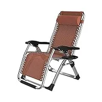 ccyeng chaise longue pliante avec rembourrage de tête amovible et porte-gobelet, chaise longue de jardin charge max 200 kg chaise relax, gris argent