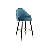 qhbdjx tabouret haut avec dossier, tabourets de bar, chaises de bar modernes rembourrées en velours avec coussin en éponge bleue, chaise de salle à manger 33,0"/37,0" h (gris 65 cm (25,6 pouces))