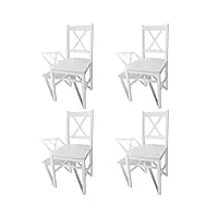 raugaj furniture home tools lot de 4 chaises de salle à manger en pin blanc