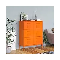 tekeet furniture home tools armoire à tiroirs en acier orange 80 x 35 x 101,5 cm
