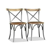 techpo furniture home tools lot de 2 chaises de salle à manger en bois de manguier massif