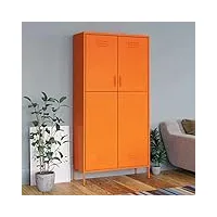 rantry armoire orange 90 x 50 x 180 cm en acier, armoire de cuisine, bibliothèque autoportante meuble de rangement étagères peu encombrant, armoire de rangement