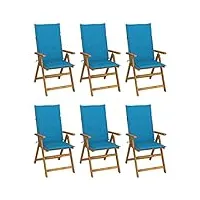 rantry chaises de jardin pliantes 6 pièces avec coussins massifs acacia, chaises d'extérieur, meubles de jardin, meubles d'extérieur, terrasse, meubles de jardin, chaises de salle à manger pour jardin