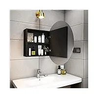 armoire À glace ronde miroir de salle de bain armoire de salle de bains de la paroi de l'armoire armoire À pharmacie avec miroir en bois rack de stockage haute définition miroir d'argent