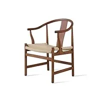 chaise d'ordinateur chaise de salle à manger chinoise en bois massif, for loisirs, salon de thé, maison, fauteuil tissé en corde (couleur: couleur noyer et noir) chaise de bureau ( color : a , size :