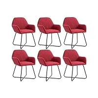 arkem chaises à manger lot de 6 rouge bordeaux tissu,chaises de salle À manger,chaise de cuisine,chaises de salle À manger moderne