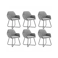 arkem chaises à manger lot de 6 gris clair tissu,chaises de salle À manger,chaise de cuisine,chaises de salle À manger moderne345