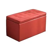 safwelau banc ottoman pouf coffre de rangement conception de coussin en pu stockage de masse meubles de chambre à coucher canapé à jouets cadre en bois massif portant le poids 120kg rouge (color : re
