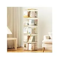 Étagère à livres rotative transparente, tour de bibliothèque verticale, tour de bibliothèque rotative à 360 °, bibliothèque en bambou pivotante, présentoir de rangement, étagères debout pour salon, sa