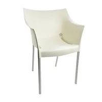 kartell - chaise avec accoudoirs dr. no - blanc cire/polypropylène teinté dans la mass/lxhxp 54x81.5x50cm/structure aluminium anodisé