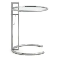 classicon - adjustable table e 1027 - table d'appoint - transparent/verre de cristal/ø52cm/hauteur réglable h 64-102cm/structure chrome