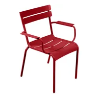 fermob - chaise de jardin avec accoudoirs luxembourg - rouge coquelicot/lisse/lxhxp 52x88x57cm/résistant aux uv/empilable