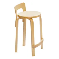 artek - chaise de bar k65 structure laqué claire - naturel/siège placage de bouleau/structure bouleau massif laqué clair/pxhxp 38x70x40cm