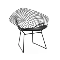 knoll international - bertoia diamond - fauteuil de jardin - noir/sans coussin