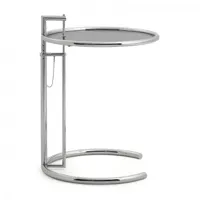 classicon - adjustable table e 1027 - table d'appoint - gris fumée /verre parsol/ø52cm/hauteur réglable h 64-102cm/structure chrome