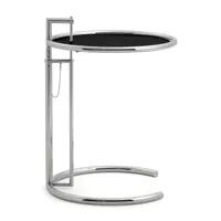 classicon - adjustable table e 1027 - table d'appoint - noir/plaque en métal laqué/ø52cm/hauteur réglable h 64-102cm/structure chrome