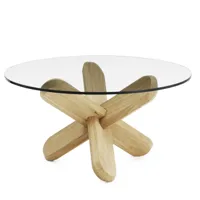 normann copenhagen - ding side table - glass transparent/base oak nature