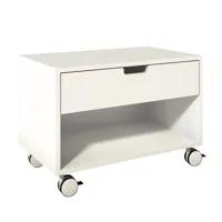 müller möbelwerkstätten - table de chevet modular - blanc ral 9010/laqué/bordure blanc/lxhxp 60x42x36cm/avec roulettes/avec face arrière