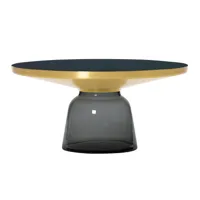 classicon - table basse bell coffee table laiton - gris quartz/verre de cristal/h 36cm/ø 75cm/base en verre hxø 25x32cm/partie supérieure en laiton ma