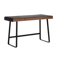 classicon - bureau pegasus home desk - noir/noyer/cuir/1x tiroir/4x compartiment/pxpxh 121x51x75cm/structure acier noir foncé ral 9005 laqué