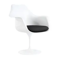 knoll international - tulip - fauteuil rotatif - blanc/avec coussin d'assise/revêtement noir tonus 128